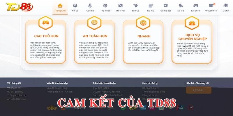 Cam kết sử dụng hệ thống bảo mật TD88 uy tín